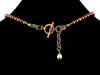 Amber cabochon choker necklace with cranberry pearl & turquoise (Web-52)